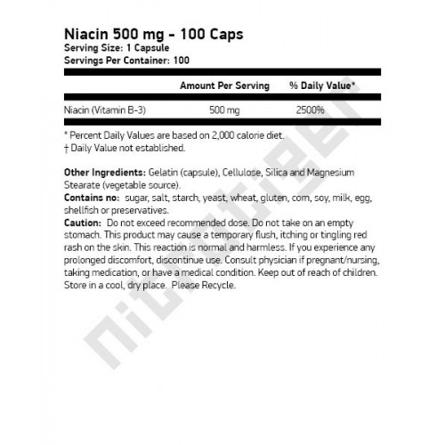 NOW Niacin 500 мг 100 капсули
