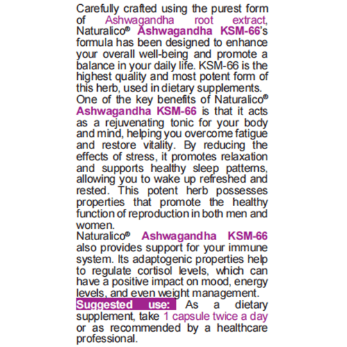 NATURALICO Ashwagandha KSM-66 90 капсули