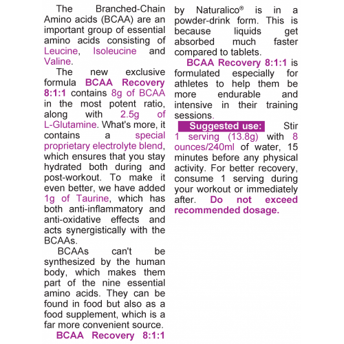 NATURALICO BCAA Recovery 8:1:1 1250 г