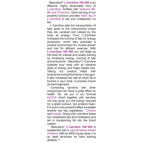 NATURALICO L-Carnitine 108 000 405 мл
