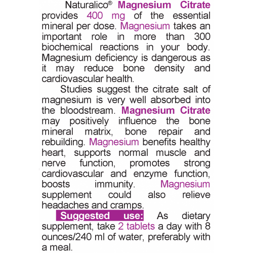 NATURALICO Magnesium Citrate 60 таблетки