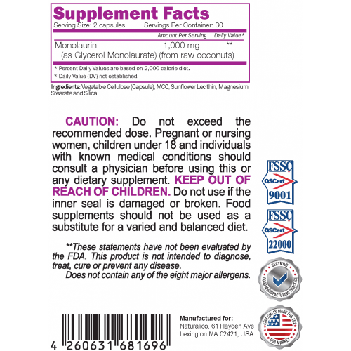 NATURALICO Monolaurin 60 капсули