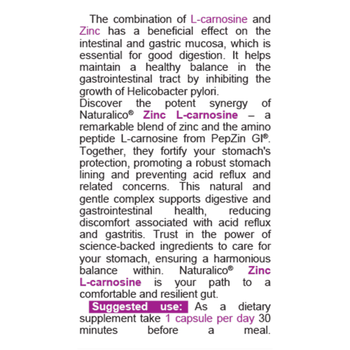 NATURALICO Zinc L-Carnosine 60 капсули