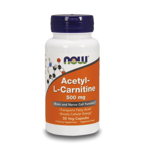 NOW Acetyl L-Carnitine 500мг 50 растителни капсули