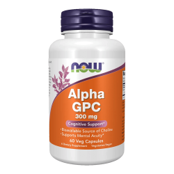 NOW Alpha GPC 300 мг 60 растителни капсули