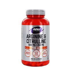 NOW Arginine & Citrulline (500 мг 250 мг) 240 растителни капсули