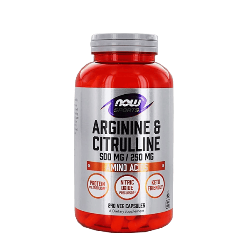 NOW Arginine & Citrulline (500 мг 250 мг) 240 растителни капсули