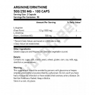 NOW Arginine & Ornithine (500мг/250мг) 100 капсули