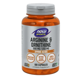 NOW Arginine & Ornithine (500мг/250мг) 100 капсули