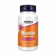 NOW Biotin 5000 мкг 60 растителни капсули