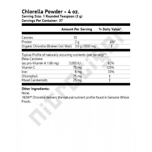 NOW Chlorella Powder 4 oz (113 гр) 