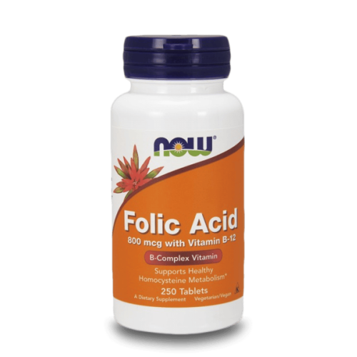 NOW Folic Acid with B12 800mcg 250 таблетки