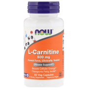 NOW L-Carnitine 500 мг 60 растителни капсули