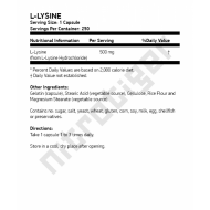 NOW L-Lysine 500 мг 250 капсули