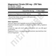 NOW Magnesium Citrate 200мг 250 таблетки