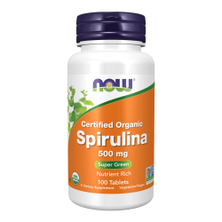 NOW Organic Spirulina 500 мг 100 таблетки