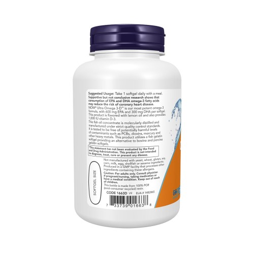 NOW Ultra Omega-3 D™ Fish Oil 90 софтгел капсули