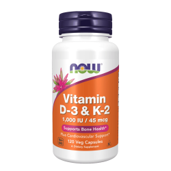 NOW Vitamin D-3 & K-2 120 растителни капсули