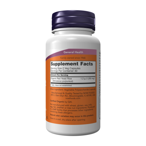 NOW Red Yeast Rice 600 мг 60 растителни капсули